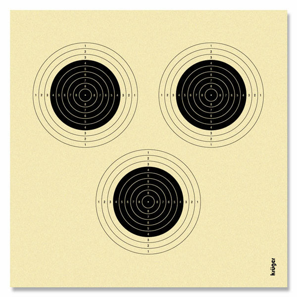 Target for air rifle with 3 bull's eyes